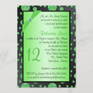 Noir, invitation scintillant de bat mitzvah de
