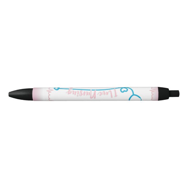 Noir J'adore Soins infirmiers Stéthoscope Stylo (Devant)