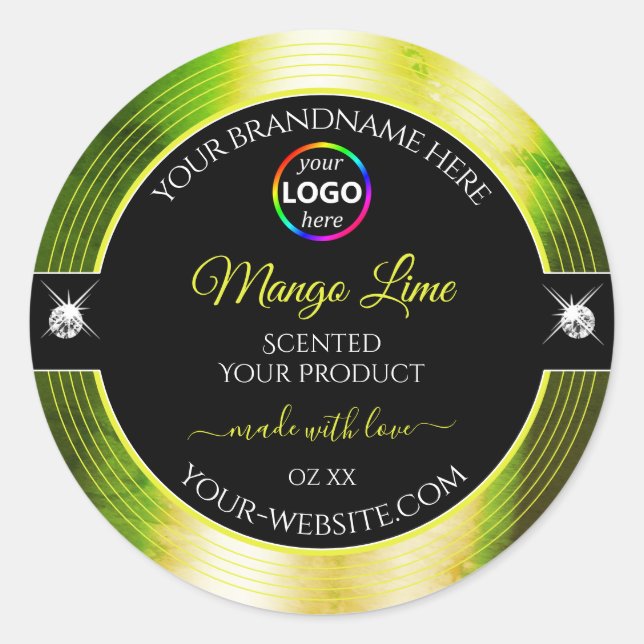 Noir jaune brillant vert avec logo Étiquette produ (Devant)