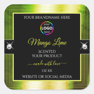 Noir jaune brillant vert avec logo Étiquette produ