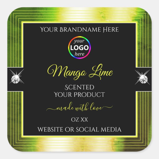 Noir jaune brillant vert avec logo Étiquette produ (Devant)
