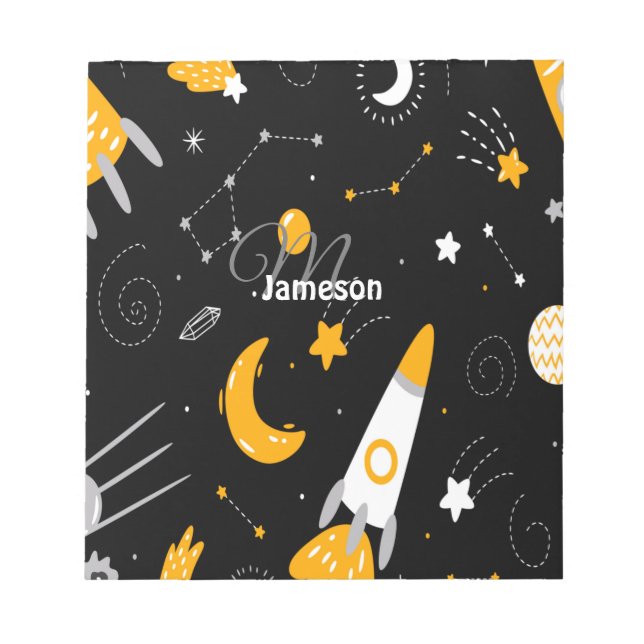 Noir Jaune Espace Extérieur Galaxie Bloc-notes (Devant)