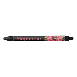 Noir Joli Stylo Fleur Rouge Macro Personnalisé