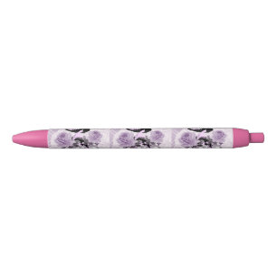 Noir Jolie dame Lavande Dentelle Vintage et stylo rose