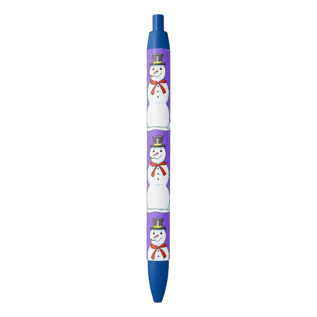 Noir Joyeux Stylo de Noël Snowman (devant Vertical)