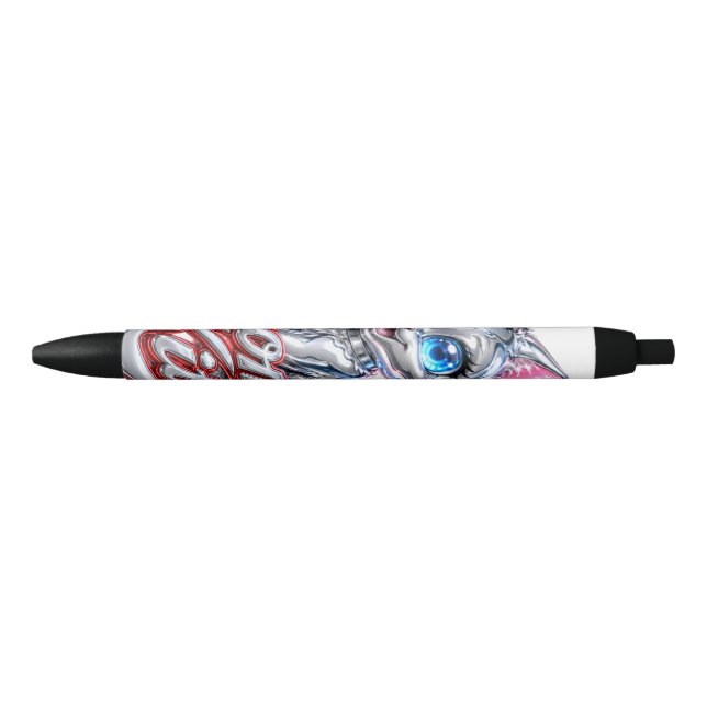 Noir Kitty Chrome Stylo avec encre noire (Devant)