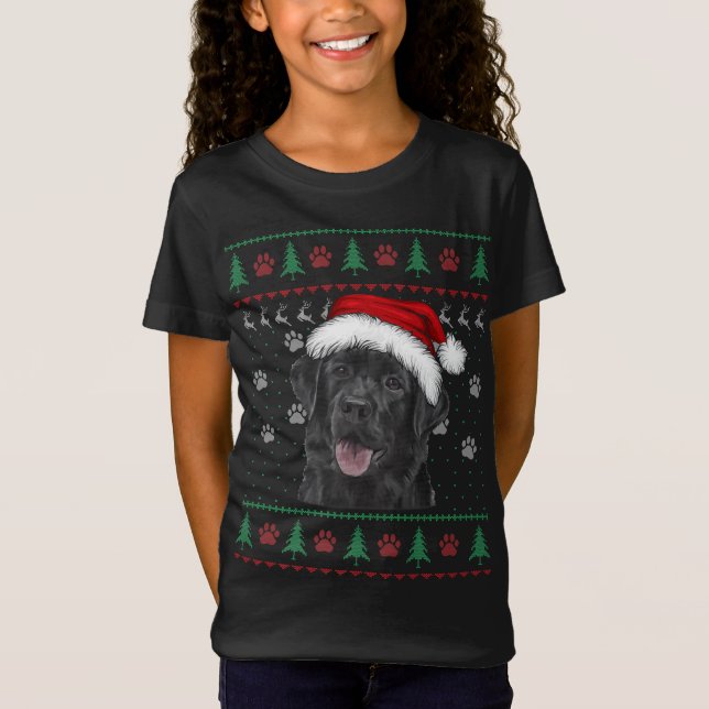 Noir Labrador Noël laide Sweat Drôle Chien Lo (Devant)