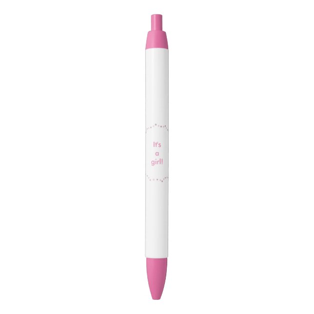 Noir Le pois rose l'entoure est un stylo de coutume de (devant Vertical)