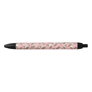 Noir Love Ferrets - Stylo d'encre noire rose
