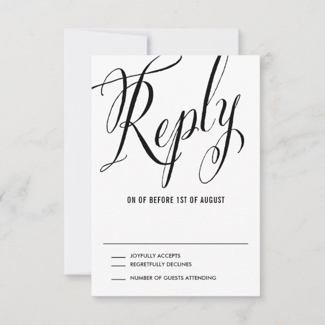 Noir M. & Mme Elegant Script Wedding RSVP (Devant)
