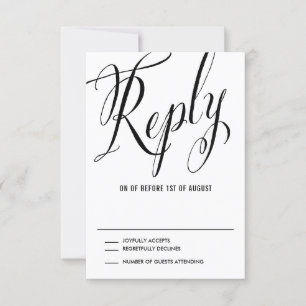 Noir M. & Mme Elegant Script Wedding RSVP
