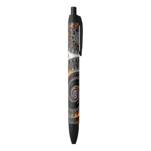 Noir Mandelbrot argenté et orange avec stylo sphérique