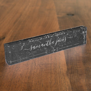 Noir Marbre Blanc Classique Personnalisé Plaque De