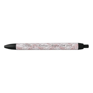 Noir mariage dentelle encre stylo memento cadeau rose n