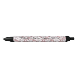 Noir mariage dentelle encre stylo memento cadeau rose n