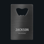Noir Métal Moderne Simple Personnalisé Groomsmen<br><div class="desc">Nom personnalisé moderne en gris clair sur faux arrière - plan de métal noir de charbon,  simple et unique. De grands hommes de Personnaliser cadeaux.</div>
