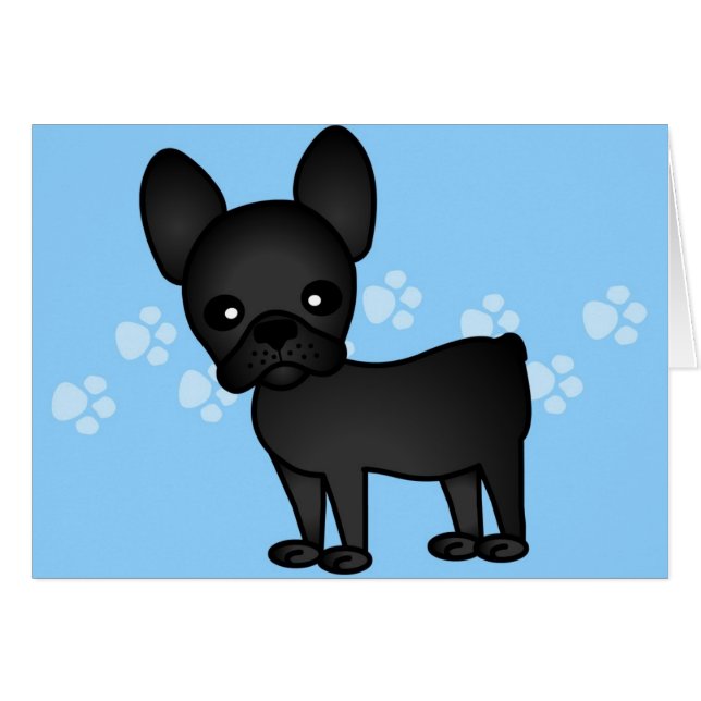 Noir mignon de bande dessinée de bouledogue (Devant Horizontal)