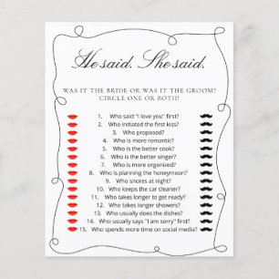 Noir minimal Il a dit. Elle A Dit Fête des mariées