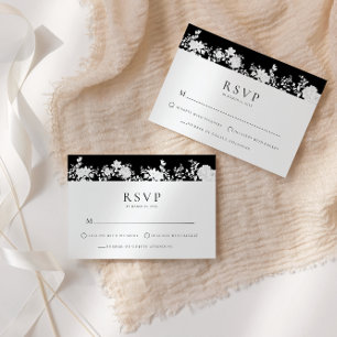 Noir minimaliste Carte de boîtier RSVP blanche
