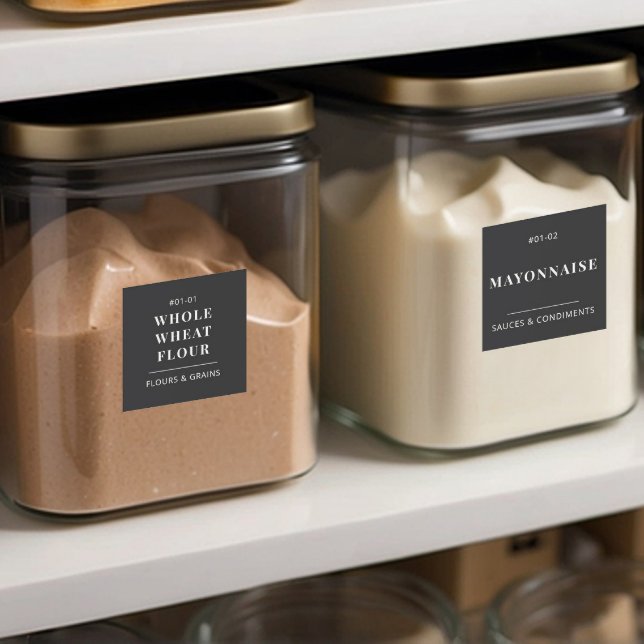 Noir minimaliste Cuisine Panterie Étiquette de sto (Créateur téléchargé)