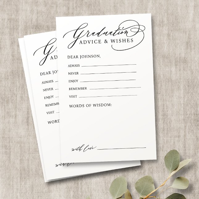 Noir Moderne Calligraphie Conseils et souhaits des (Black Modern Calligraphy Graduate advice & wishes)