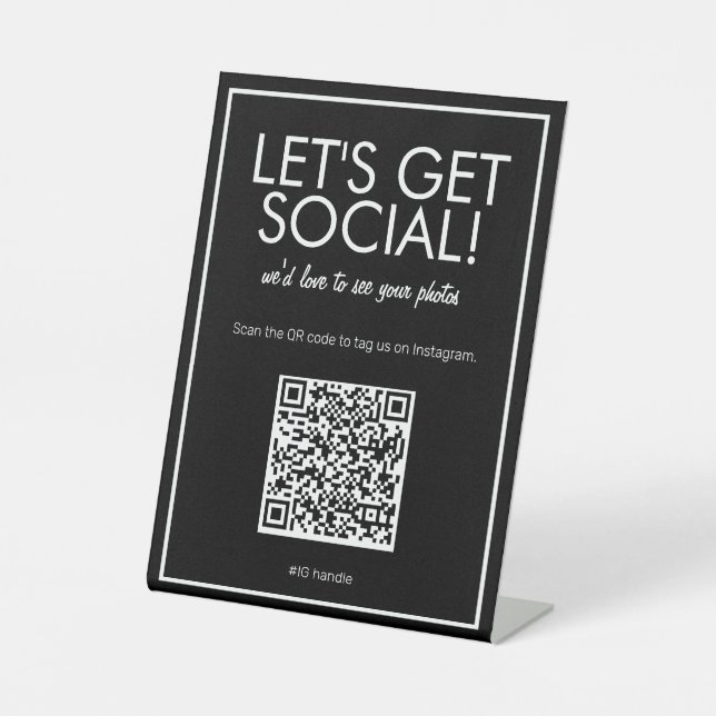 Noir moderne Médias sociaux QR Code Panneau de tab (Recto)