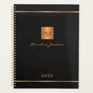 Noir moderne monogrammé or élégant script de nom