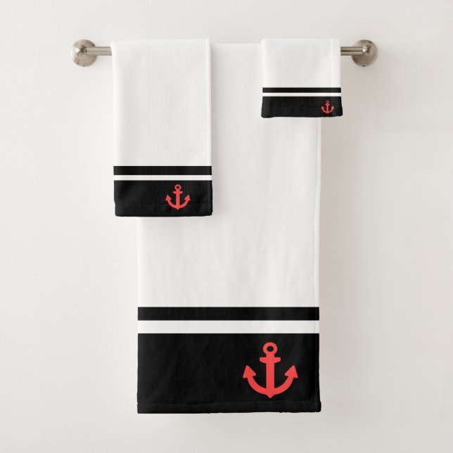 Noir nautique + Rouge blanc Ancre Bandé (En situation)