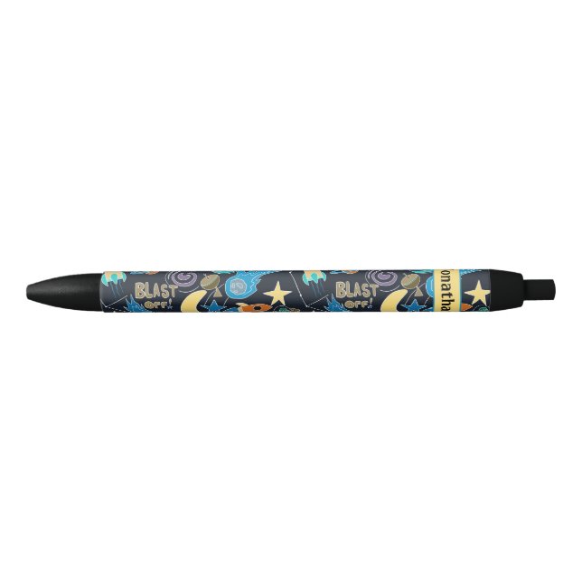 Noir Nom personnalisé Espace thème Doodpen stylo (Devant)