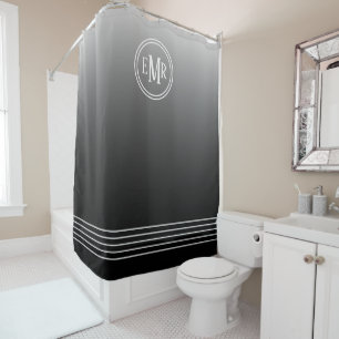 Noir Ombre Monogramme rideau de douche