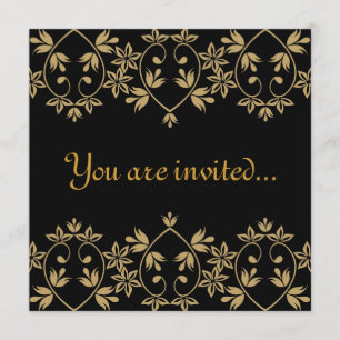 Noir or damassé mariage royal Invitations