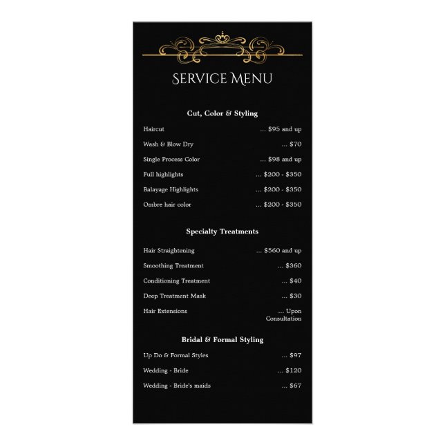 Noir Or Foil Classic Fwirls Service Menu Prix (Devant)