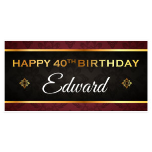 Noir Or Rouge Anniversaire Bannière Décor de fête