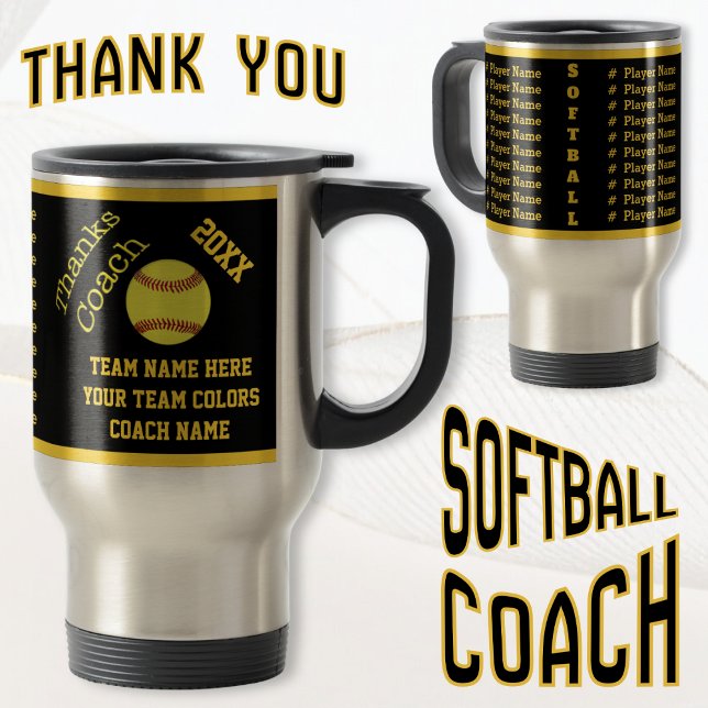 Noir or tasse nommée d'entraîneur du base-ball de (Good gifts for softball coaches. Personalized, softball coach mug. Gifts for Softball Coaches.)