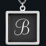 Noir pendant élégant de colliers du monogramme B<br><div class="desc">Colliers élégants de pendentif de monogramme. "Personnaliser choisie il" pour changer la lettre,  la couleur,  la couleur d'arrière - plan et la police pour personnaliser votre collier pendant,  y compris ajouter le texte supplémentaire. Fait un cadeau parfait.</div>