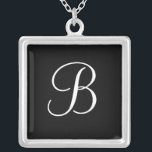 Noir pendant élégant de colliers du monogramme B<br><div class="desc">Colliers élégants de pendentif de monogramme. "Personnaliser choisie il" pour changer la lettre,  la couleur,  la couleur d'arrière - plan et la police pour personnaliser votre collier pendant,  y compris ajouter le texte supplémentaire. Fait un cadeau parfait.</div>