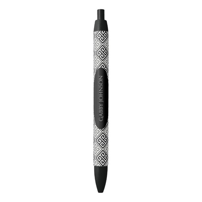 Noir Personnalisé: Stylo d'encre Motif Clé grecque (devant Vertical)