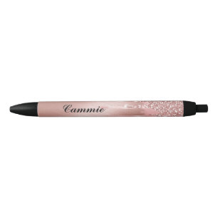 Noir Personnaliser stylo à encre - Rose Parties scintil