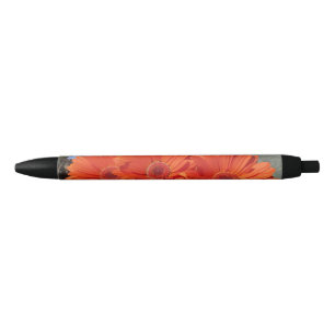 Noir Photo Stylo à fleurs orange