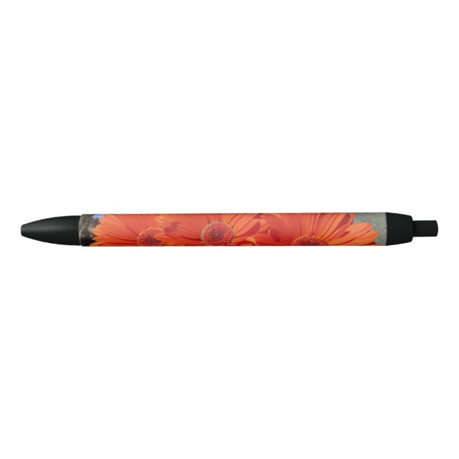 Noir Photo Stylo à fleurs orange (Devant)