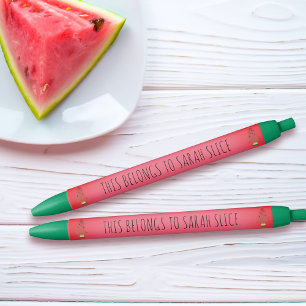 Noir Pink Watermelon Tree Nom personnalisé Stylo