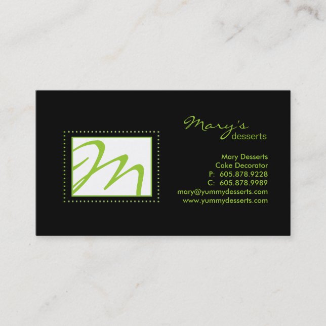 Noir professionnel de vert de carte de visite de (Devant)