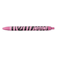 Rayures roses et noires de stylo rose personnalisé