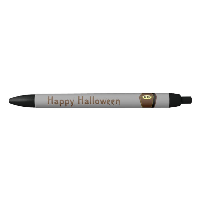 Noir RIP Haklloween Coffin of Doom Stylo personnalisé (Devant)