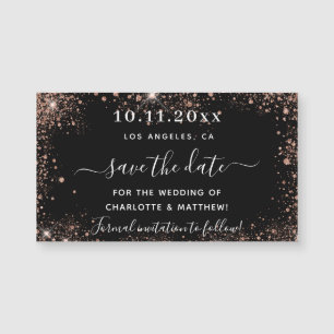Noir rose mariage or enregistrer la date aimant