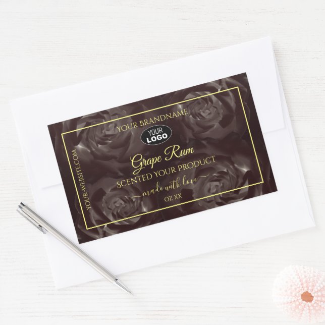 Noir Rouge Brown Fleur Rose Logo Étiquette produit (Enveloppe)