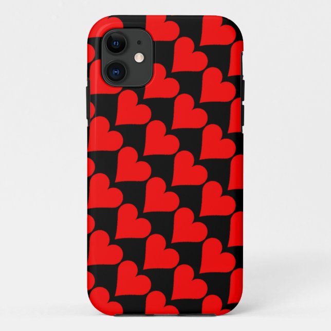Noir rouge coeur coque (Dos)