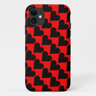 Noir rouge coeur coque