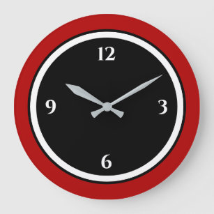 Noir rouge et blanc minimaliste grande horloge
