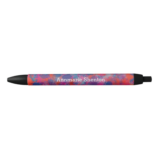 Noir Rouge et Bleu gouttes Abstrait Design Stylo d'encr (Devant)